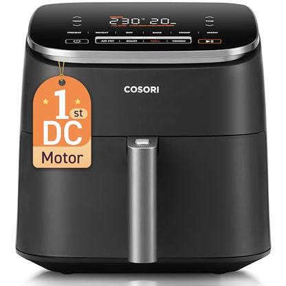 Cosori Freidora de Aire 5,5L Interior Metálico Real, Freidora de Aire Design Antioxidante, Tecnologia de Calentamiento Uniforme, 40 Receitas, Reducción de Grasas para uma Vida Saludable, Eficiencia