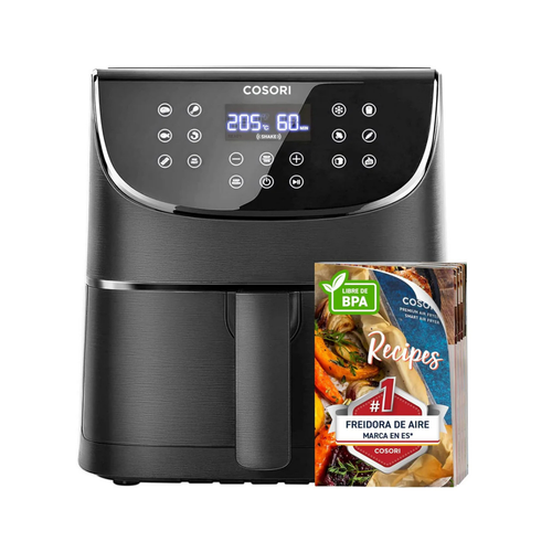Freidora de Aire Interior Metálico Real, Air Fryer Diseño Antióxido, Tecnología Calefacción Uniforme, 40 Recetas, Reducción de Grasas para una Vida Saludable, Eficiencia Energética