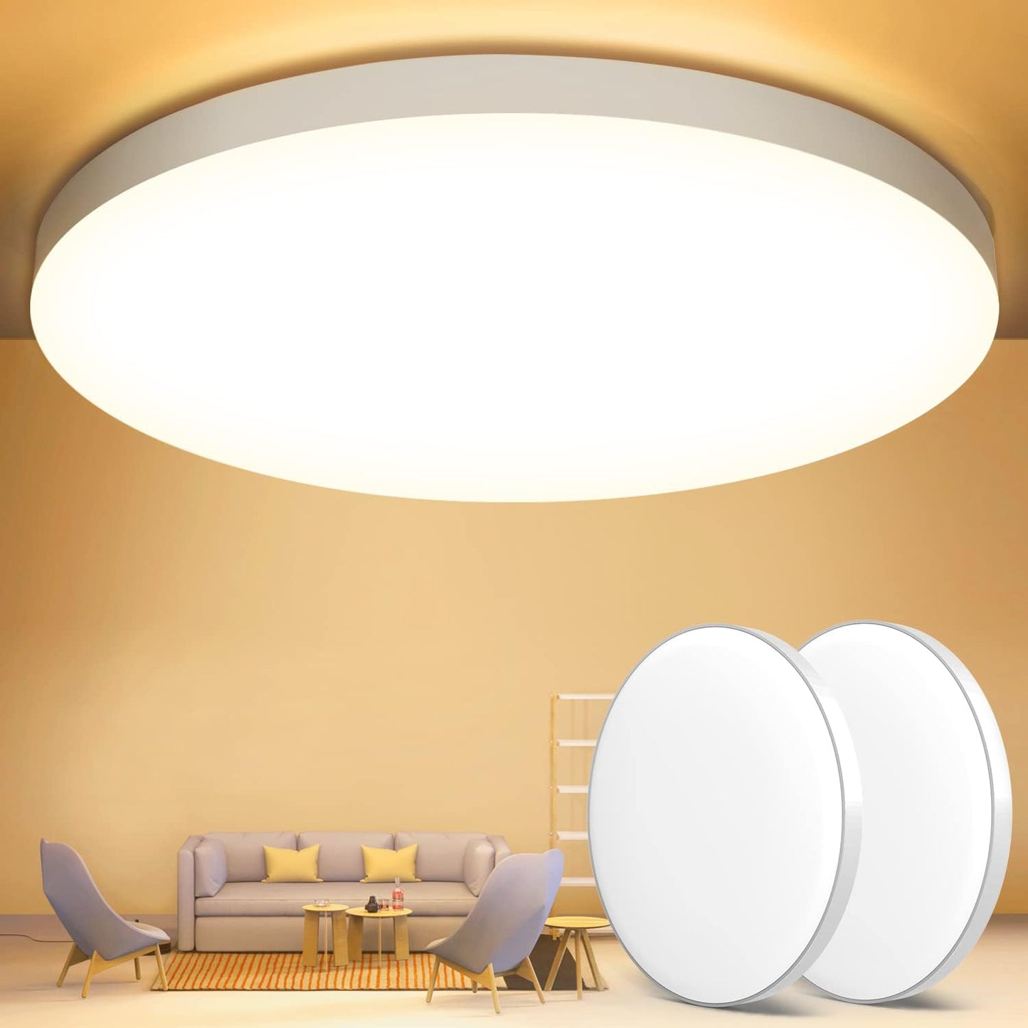 OUILA Plafón LED de Techo, 24W 2000LM 6500K, Lámpara de Techo IP44 Ø28cm, Plafones LED para Techo, Ideal para Dormitorio, Cocina, Pasillo, Baño y Sala