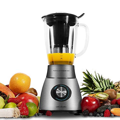 Cecotec Batidora de Vaso Power Black Titanium 2000MAX Mix Go. Potência Máxima de 2000W, Acabamentos em Acero Inoxidable, Cuchilla com Revestimento de Titanio Negro, Capacidade 1,5L