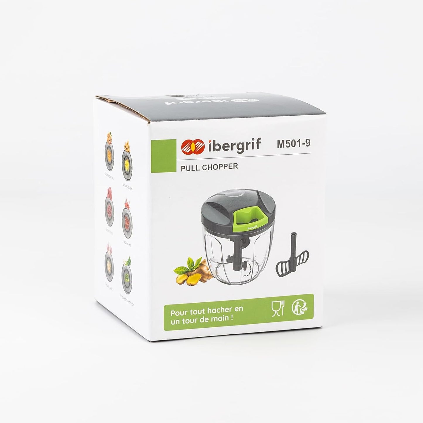 Picadora Manual de Alimentos Multifuncional – Cortador para Cebolla, Ajo y Verduras con Sistema de Tirador