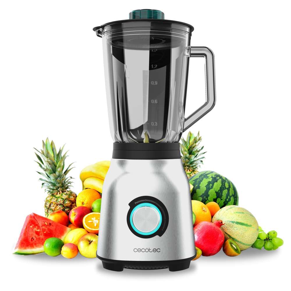 Cecotec Batidora de Vaso Power Black Titanium 2000MAX Mix Go. Potência Máxima de 2000W, Acabamentos em Acero Inoxidable, Cuchilla com Revestimento de Titanio Negro, Capacidade 1,5L