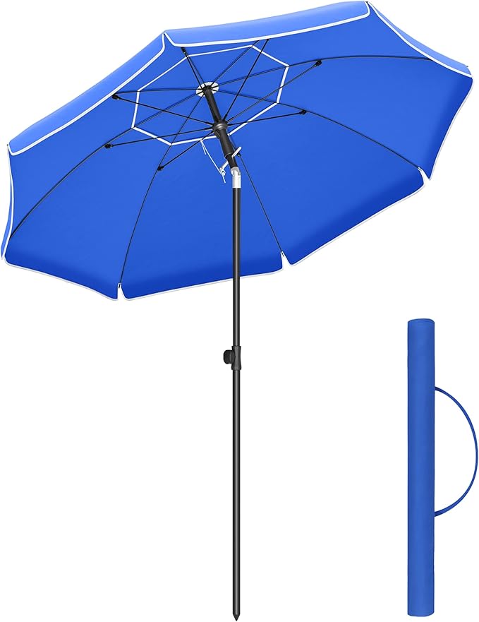 Sombrilla de Playa y Jardín 200 cm – Protección UPF 50+, Inclinación Ajustable y Altura Regulable con Bolsa de Transporte