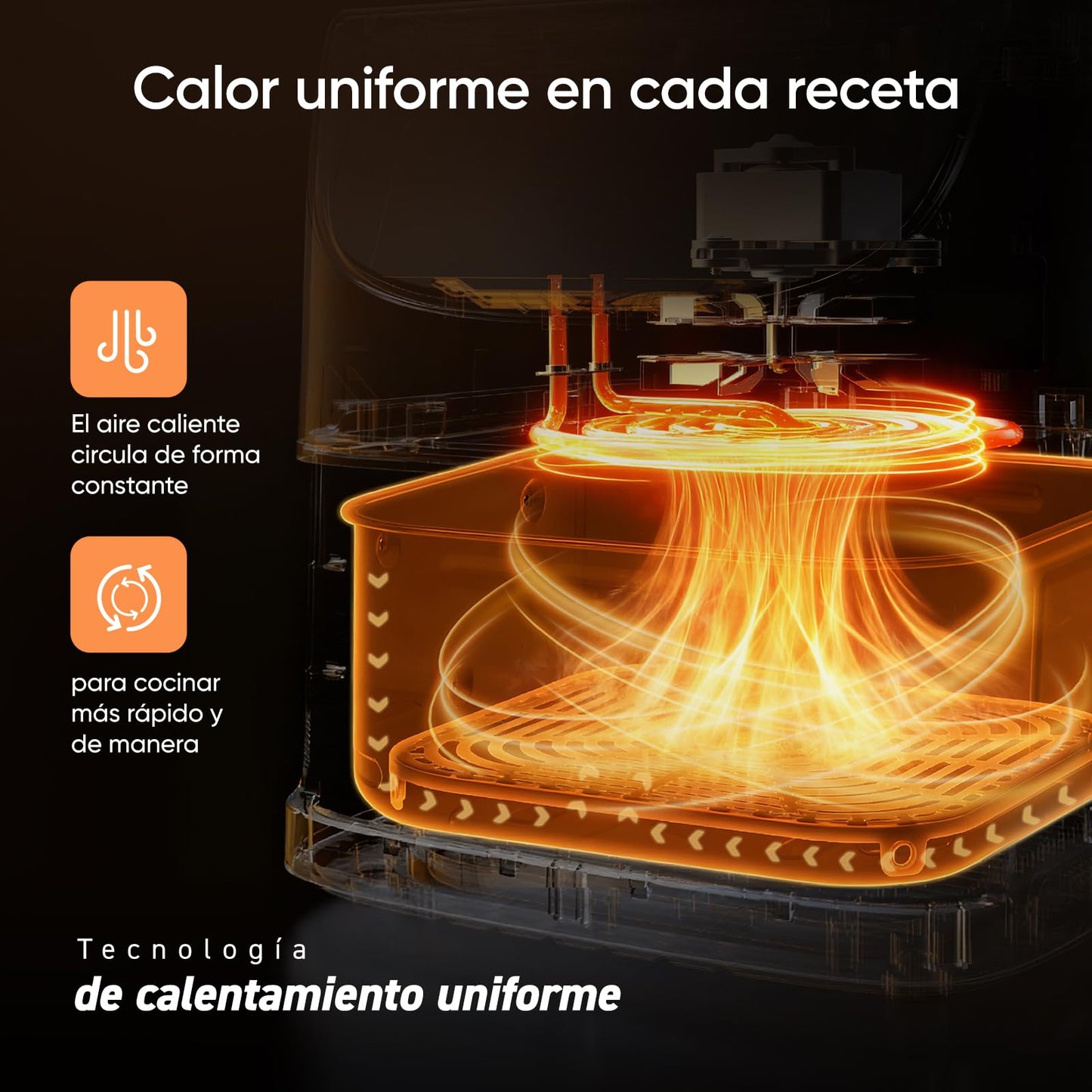 Cosori Freidora de Aire 5,5L Interior Metálico Real, Freidora de Aire Design Antioxidante, Tecnologia de Calentamiento Uniforme, 40 Receitas, Reducción de Grasas para uma Vida Saludable, Eficiencia