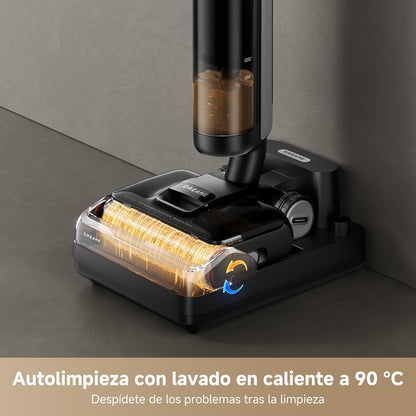 Aspirador en Seco y Húmedo Inteligente – 18.000 Pa, Limpieza 180°, Autolimpieza con Agua Caliente y 50 Min de Autonomía