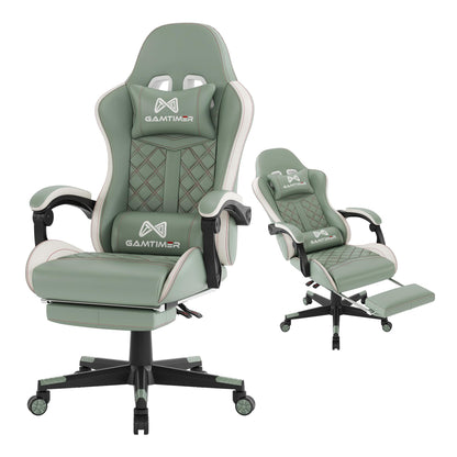 Gamtimer Silla para videojuegos, silla para adultos de 400 libras, silla de conputadora de respaldo alto con reposapiés y reposabrazos vinculados, silla de videojuegos de oficina con soporte lumbar