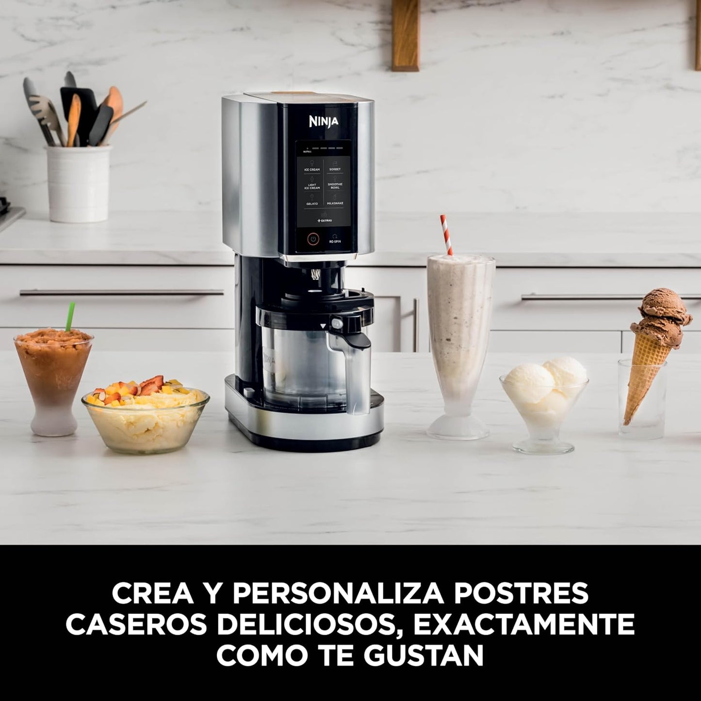 Heladera Multifunción 1,4L – Máquina para Helado, Gelato, Sorbete, Smoothies y Batidos con 7 Programas