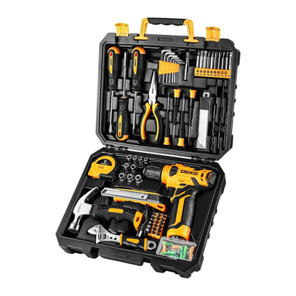 Kit de Herramientas Completo con Taladro Atornillador 8V – Maletín 126 Piezas para Bricolaje y Hogar